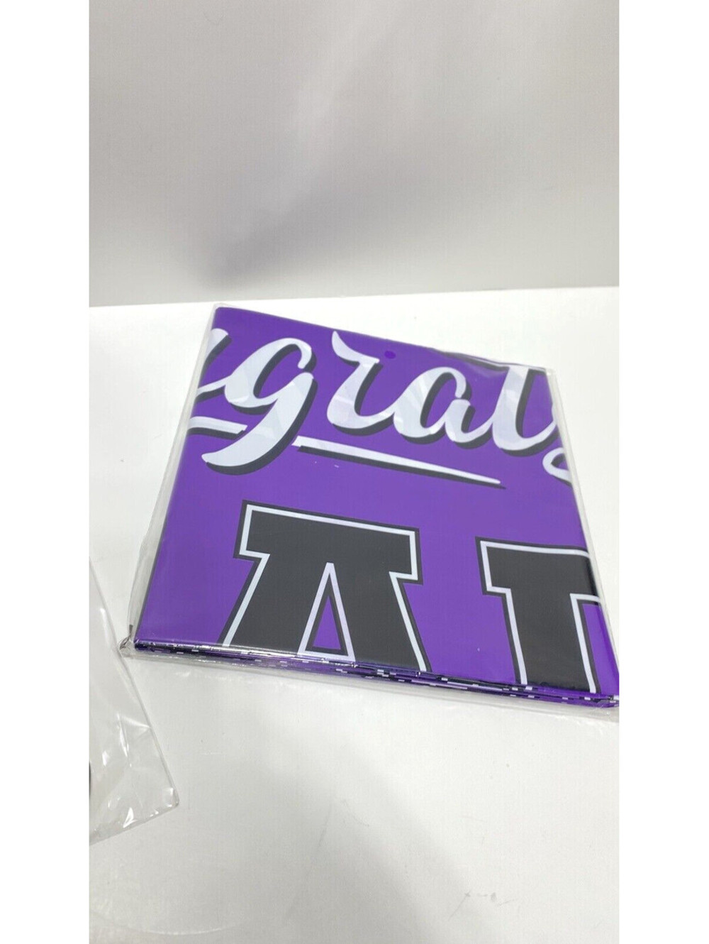 Purple Congrats Grad Banner & Rectangular Table Cloth Graduation Party Decor - Picture 7 of 7